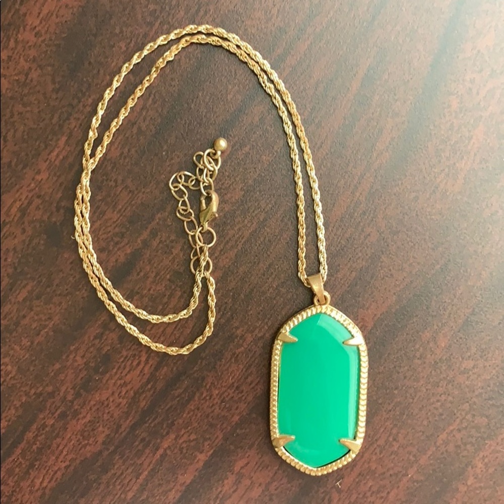 Medium Length Gold and Green Necklace